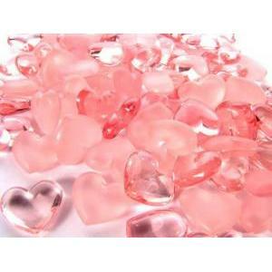 Cuori in plastica rosa  lucidi/opachi - 23 mm x 70 pz