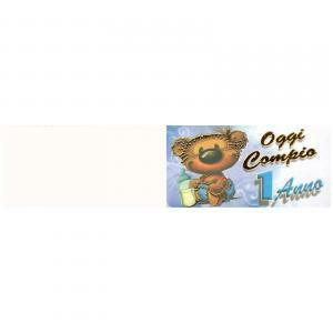 Bigliettini 1&#176; compleanno bimbo con orsetto 45x25 mm - 10pz