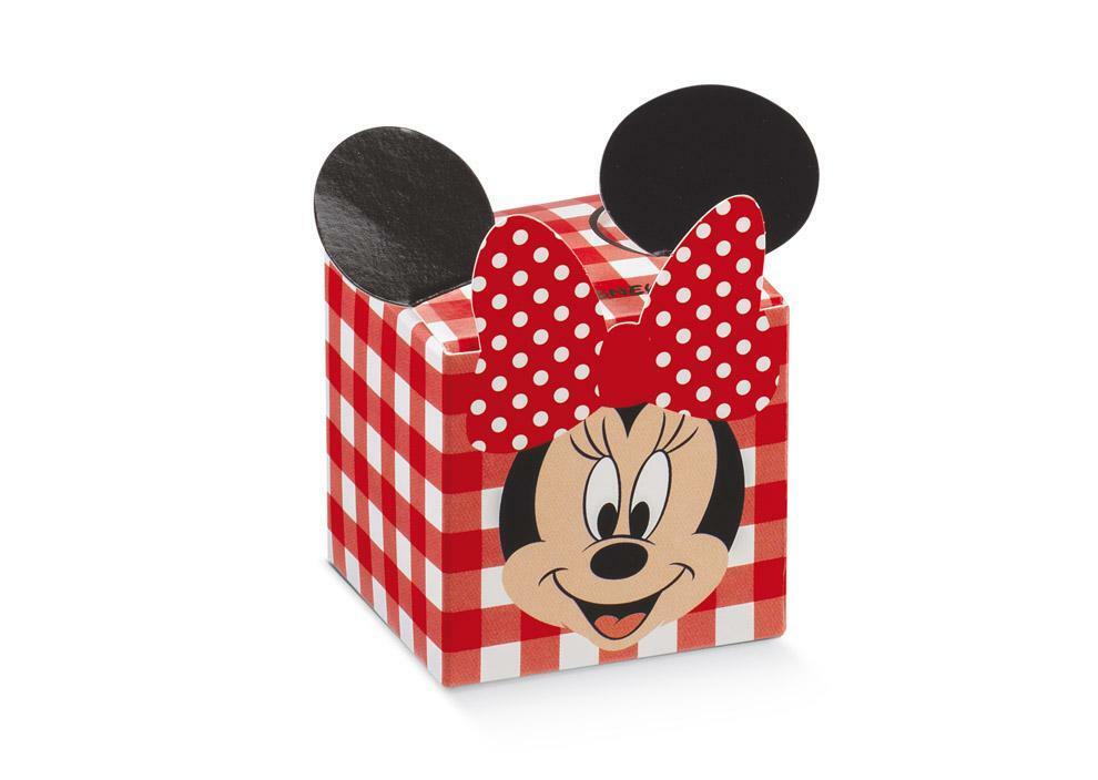 scotton spa cubo con fiocco minnie's party rosso 50x50x50 mm - 5 pz