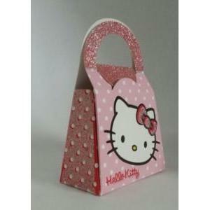 Borsa porta confetti hello kitty rosa a pois - 70x35x105 mm