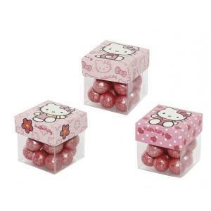 Cubo in pvc trasparente con coperchio in cartoncino di hello kitty soggetti assortiti - 50x50x50 mm