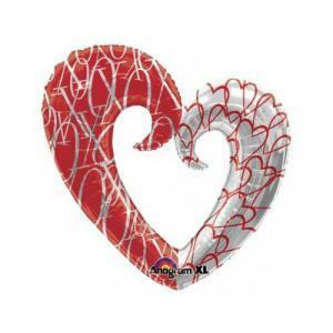 Pallone cuore rosso argento 32'