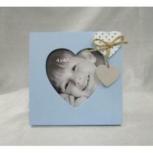 Portafoto con cuori shabby chic - 14 x 14 cm azzurro