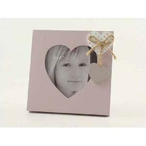 Portafoto con cuori shabby chic - 14 x 14 cm rosa