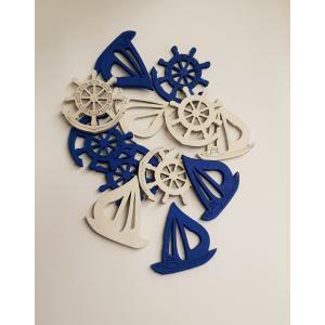 Decorazione legno tema mare - blue marine e bianco