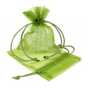 Sacchetto in organza verde oliva - 10 x 14 cm