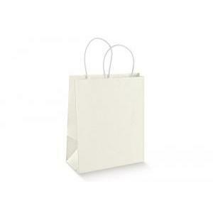 Shopper cordino effetto sfere colore bianco - 270 x 110 x 350 mm.