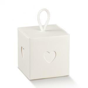 Cubo con cordino porta confetti white 60x60x40 mm - 5 pz