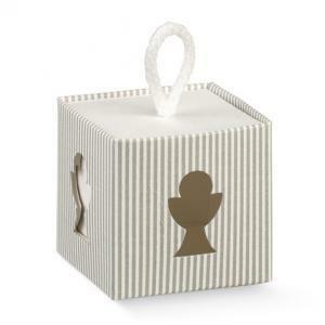 Cubo con cordino millerighe tortora con finestra a calice 50x50x50 mm - 5 pz